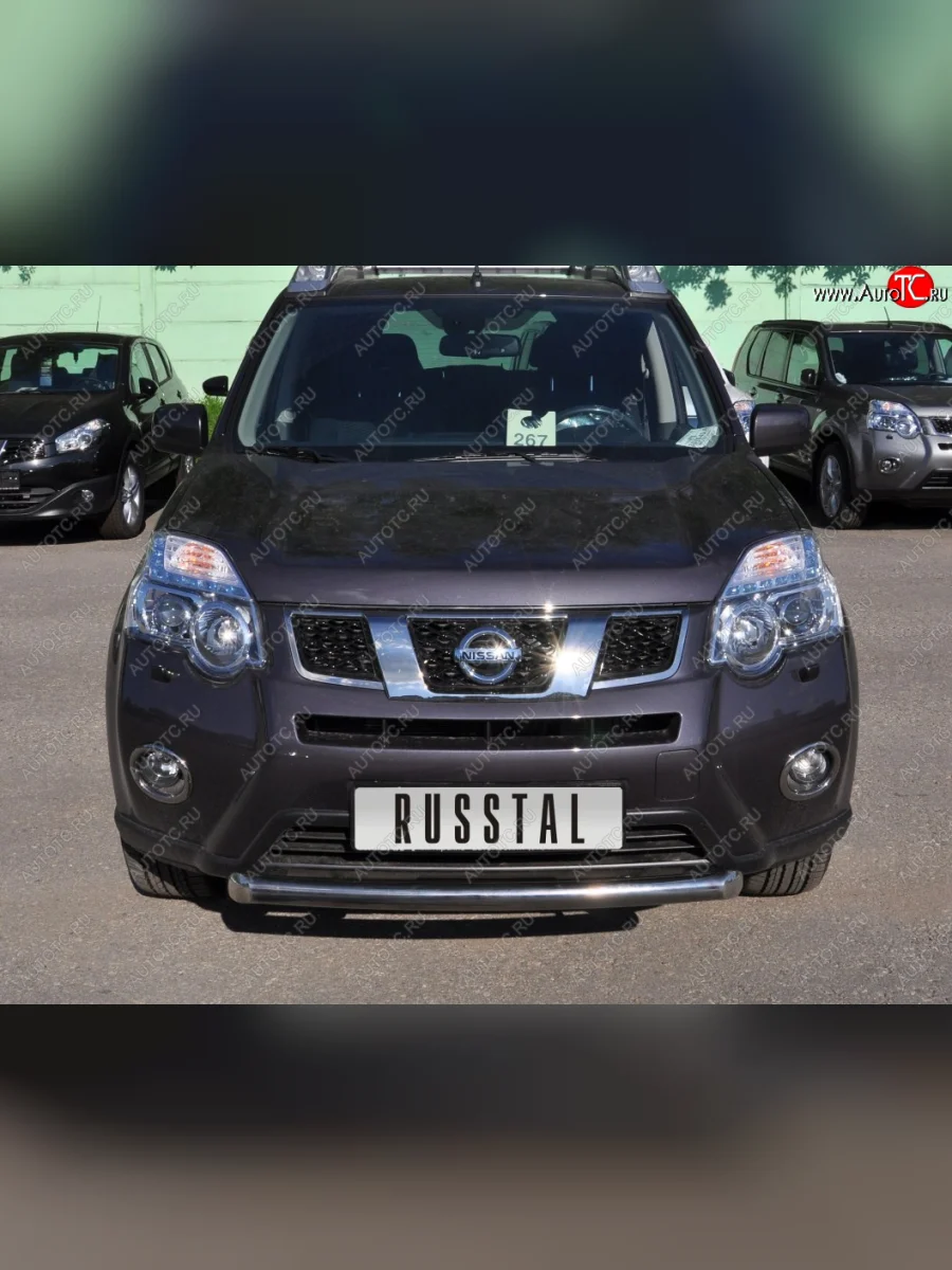 Защита переднего бампера (Ø63 мм короткая, нержавейка) SLITKOFF Nissan X-trail 2 T31 рестайлинг (2010-2015)  в Керчи Республика Крым