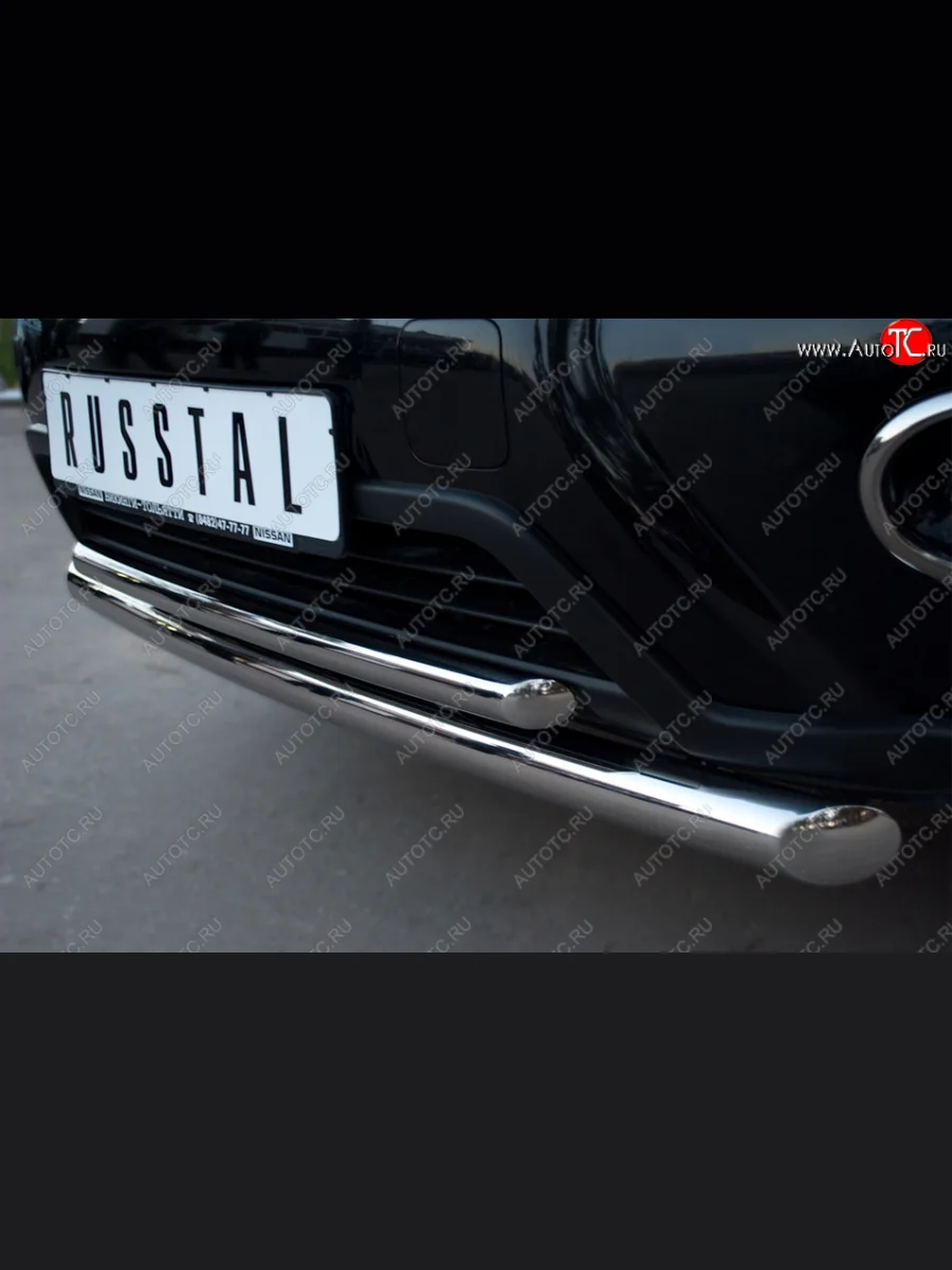 Защита переднего бампера (2 трубы Ø63 и 42 мм, нержавейка) SLITKOFF  Nissan X-trail (2010-2015) 2 T31  в Воронеже Воронежской области