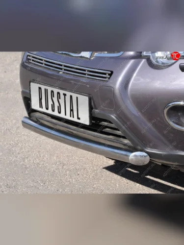 Защита переднего бампера (Ø76 мм, нержавейка) SLITKOFF Nissan X-trail  2 T31 (2010-2015) рестайлинг