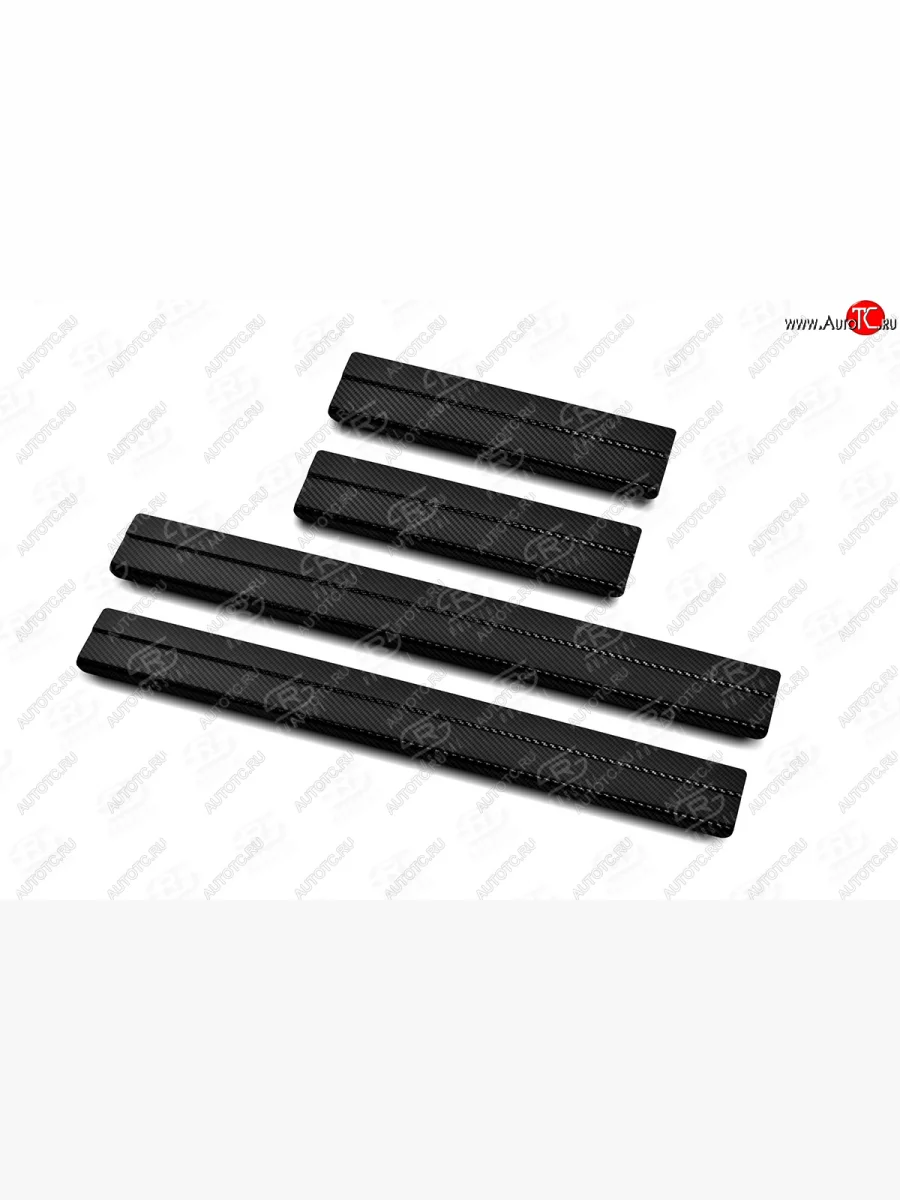 Накладки порожков салона Russtal Nissan X-trail 3 T32 рестайлинг (2017-2022) (Нержавейка с покрытием карбон)  в Самаре Самарской области