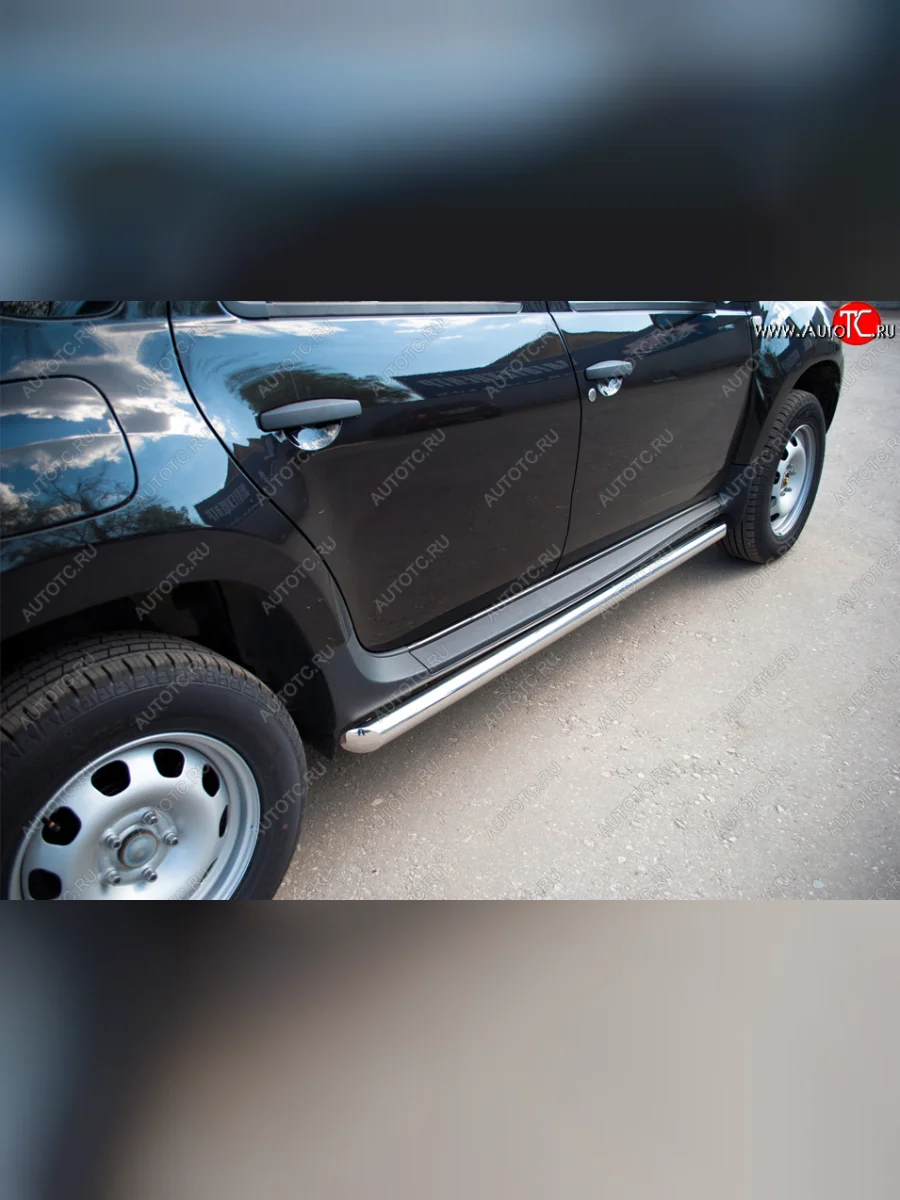 Защита порогов SLITKOFF труба d63 Renault Duster HS дорестайлинг (2010-2015)  в Самаре Самарской области