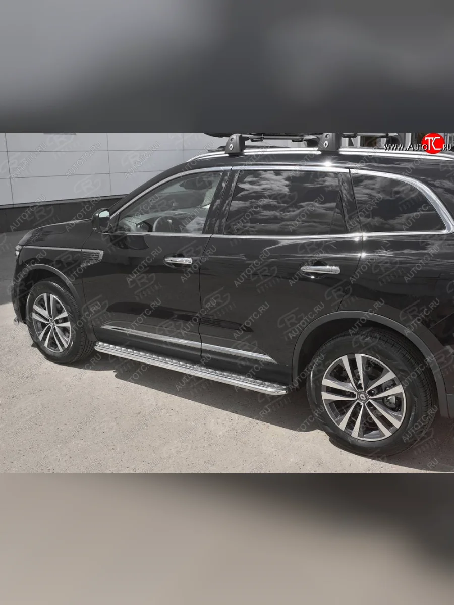 Пороги SLITKOFF d42 с листом Renault Koleos 2 (2016-2025) (лист алюминий, труба нержавейка)  в Самаре Самарской области