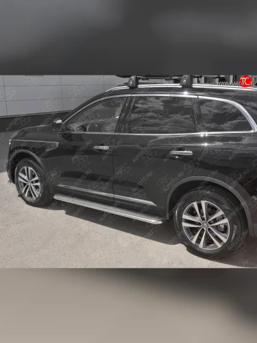 Пороги SLITKOFF d42 с листом (Лист нержавейка, труба нержавейка) Renault Koleos  2 (2016-2025)