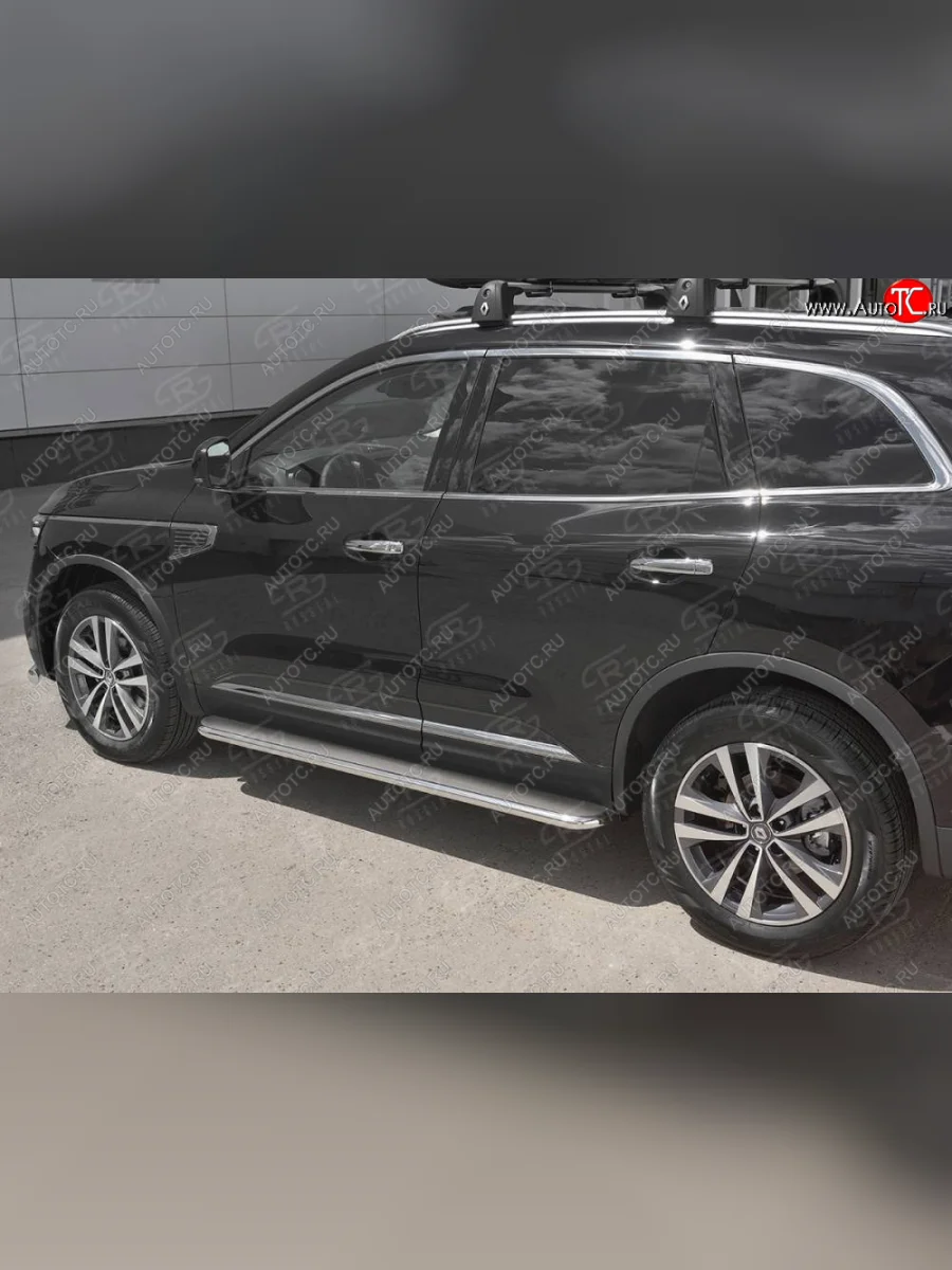 Пороги SLITKOFF d42 с листом  Renault Koleos (2016-2025) 2 (Лист нержавейка, труба нержавейка)  в Самаре Самарской области