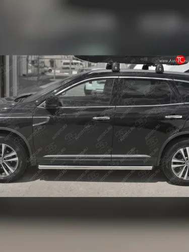 Защита порогов на SLITKOFF труба d63 (защита порогов со скосами на торцах) Renault Koleos  2 (2016-2025)