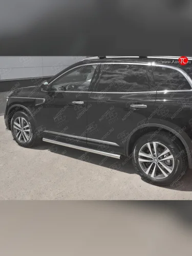 Защита порогов на SLITKOFF труба d63 (защита порогов с заглушками на торцах) Renault Koleos  2 (2016-2025)