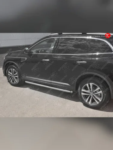 Защита порогов на SLITKOFF труба d63 (защита порогов с закругленными торцами) Renault Koleos  2 (2016-2025)