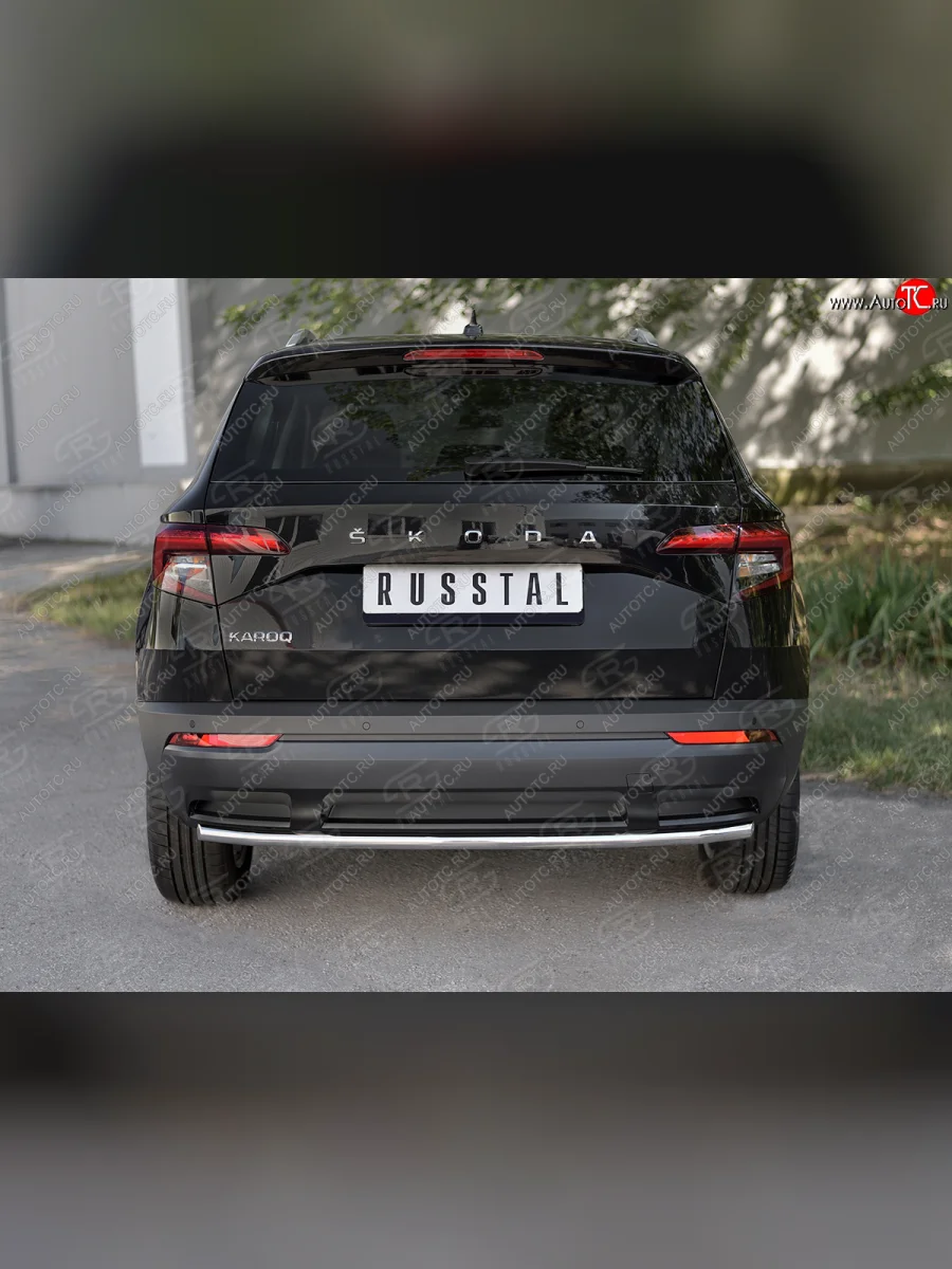 Защита заднего бампера (Ø42 мм, нержавейка) SLITKOFF  Skoda Karoq (2017-2021) NU7  В Кинешме Ивановской области