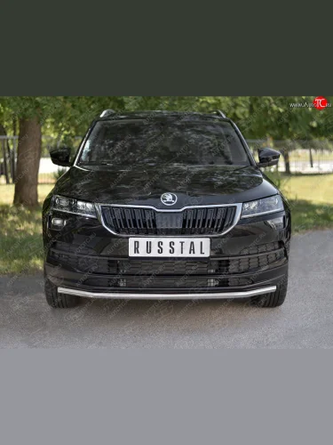 Защита переднего бампера (Ø42 мм, нержавейка) SLITKOFF Skoda Karoq  NU7 (2017-2021) дорестайлинг
