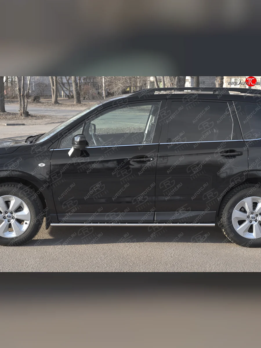 Защита порогов на Russtal труба 75х42 овал с проступью Subaru Forester SJ рестайлинг (2016-2019)  в Керчи Республика Крым