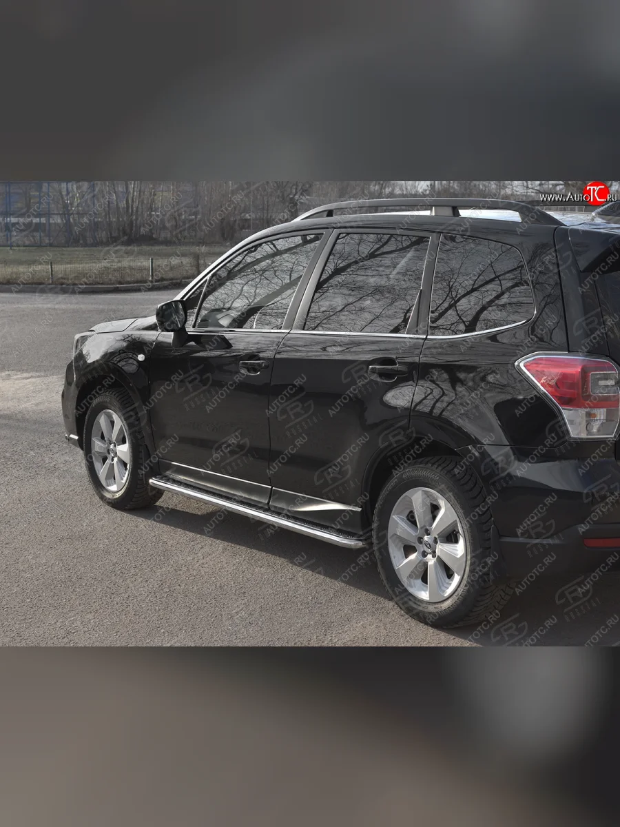Пороги SLITKOFF d42 с листом Subaru Forester SJ рестайлинг (2016-2019) (лист алюминий, труба сталь)  в Воронеже Воронежской области
