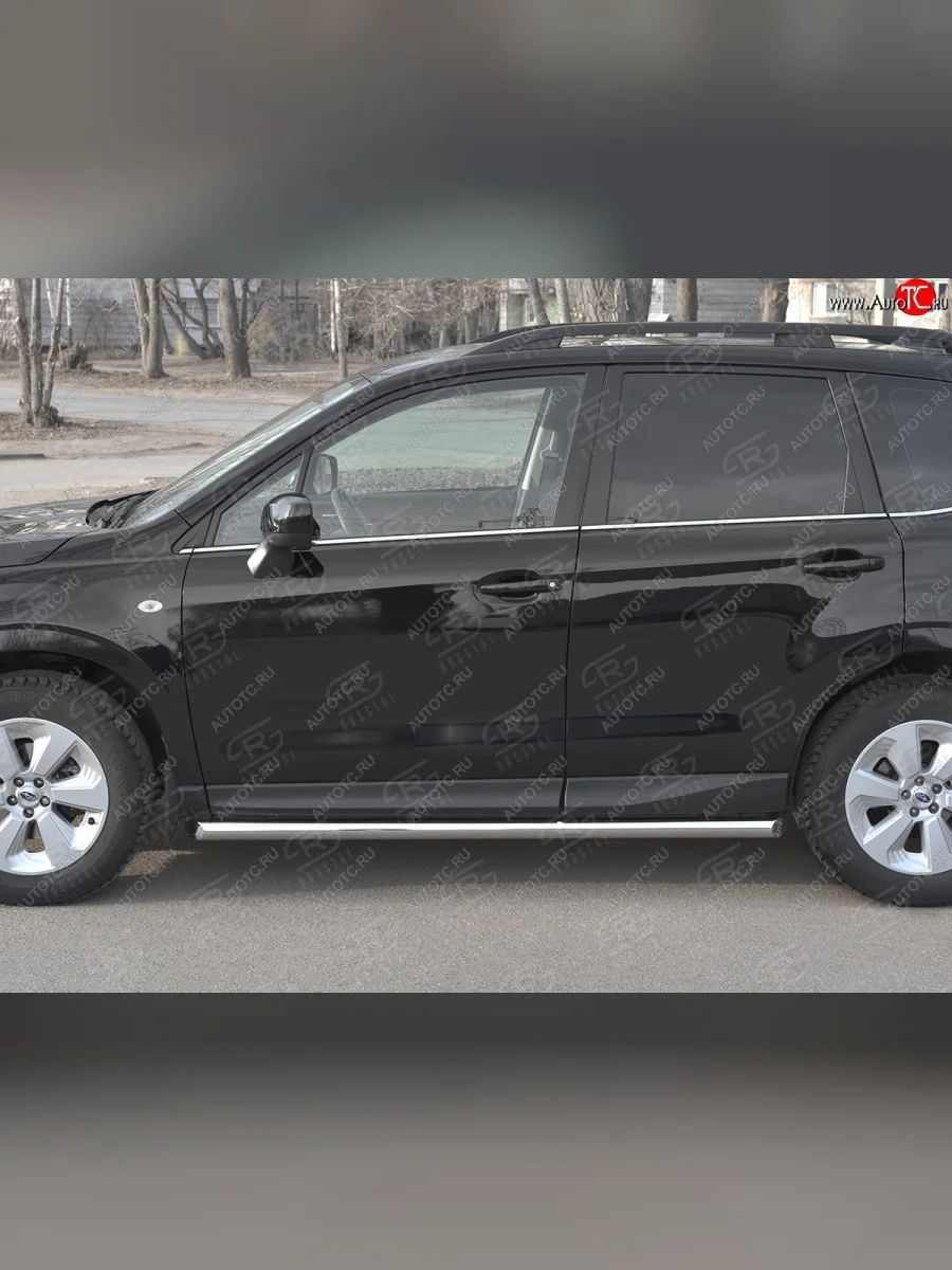 Защита порогов на SLITKOFF труба d63  Subaru Forester (2016-2019) SJ (защита порогов со скосами на торцах)  в Самаре Самарской области