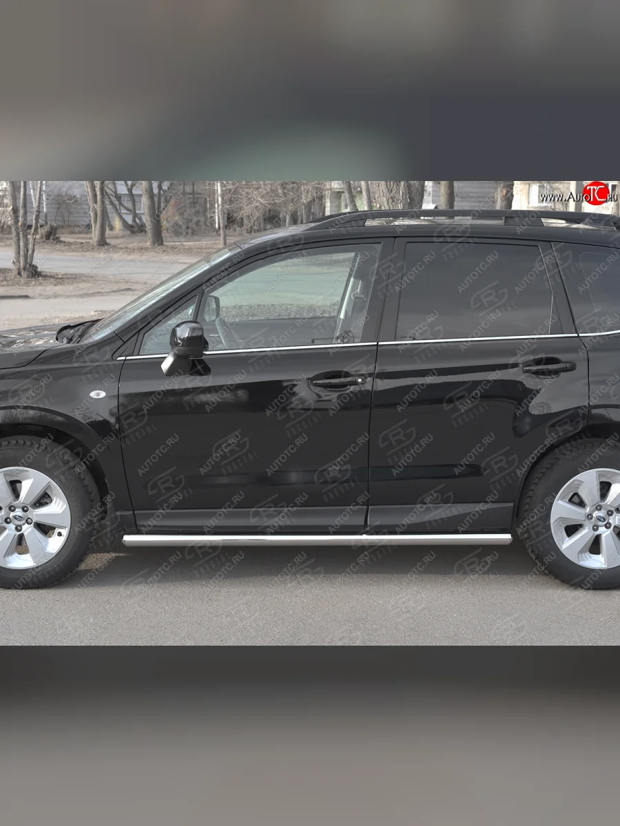 Защита порогов на SLITKOFF труба d63  Subaru Forester (2016-2019) SJ (защита порогов с закругленными торцами)  в Самаре Самарской области