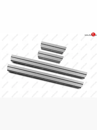 Накладки порожков салона Russtal (нержавейка шлифованная) Nissan Qashqai 2 J11 дорестайлинг (2013-2019)