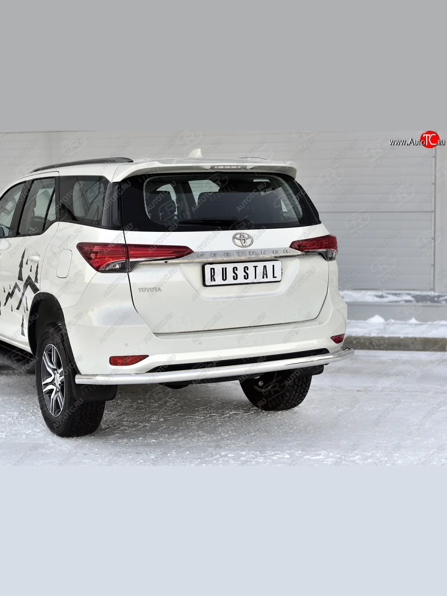 Защита заднего бампера (Ø63 мм, нержавейка) SLITKOFF  Toyota Fortuner (2020-2025) AN160  в Воронеже Воронежской области