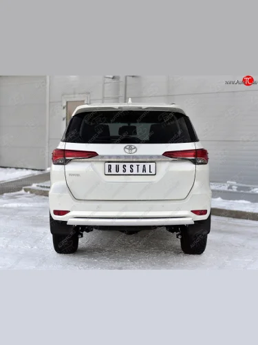 Защита заднего бампера (&Oslash;75х42 мм, нержавейка) Russtal Toyota Fortuner  AN160 (2020-2025) рестайлинг