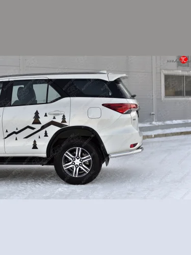 Защита заднего бампера (Ø63 мм уголки, нержавейка) SLITKOFF Toyota Fortuner  AN160 (2020-2025) рестайлинг