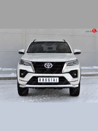 Защита переднего бампера (Ø63 мм, нержавейка) SLITKOFF Toyota Fortuner  AN160 (2020-2025) рестайлинг