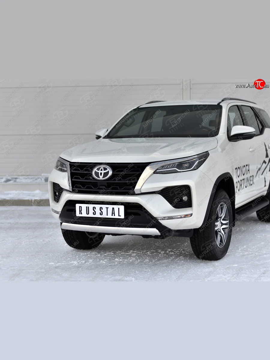 Защита переднего бампера (Ø75х42 мм, нержавейка) Russtal Toyota Fortuner AN160 рестайлинг (2020-2025)  в Самаре Самарской области