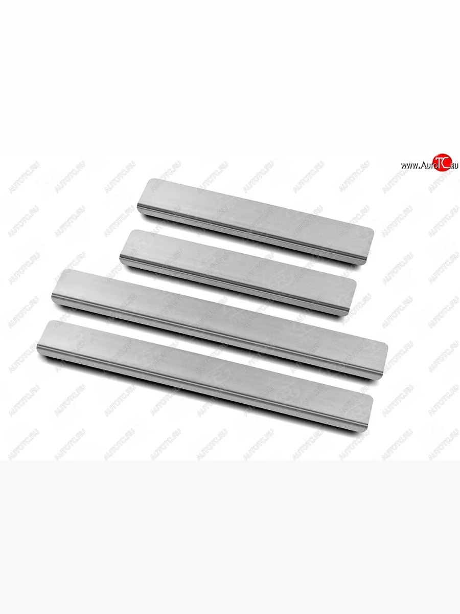 Накладки порожков салона Russtal Volkswagen Polo Mk6 лифтбек (2020-2022) (Нержавейка шлифованная)  в Перми Пермском крае