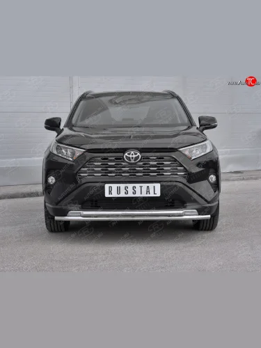 Защита переднего бампера (2 трубы Ø42 мм, нержавейка) SLITKOFF Toyota RAV4  XA50 (2018-2025) 5 дв. дорестайлинг