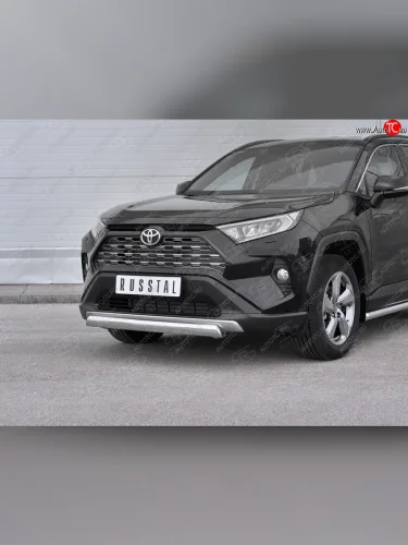 Защита переднего бампера (Ø75х42 мм, нержавейка) Russtal Toyota RAV4 XA50 5 дв. дорестайлинг (2018-2025)