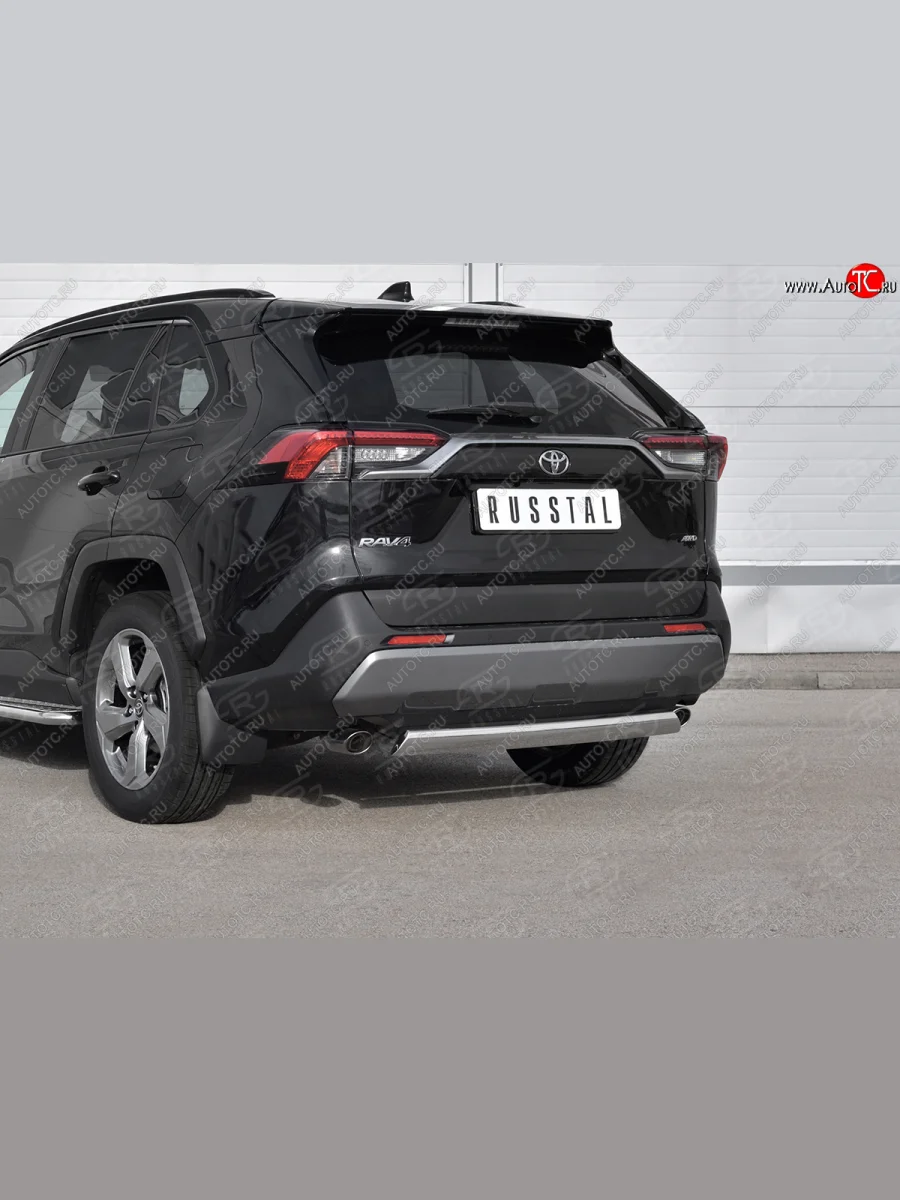 Защита заднего бампера (Ø75х42 мм, нержавейка) Russtal Toyota RAV4 XA50 5 дв. дорестайлинг (2018-2025)  в Керчи Республика Крым