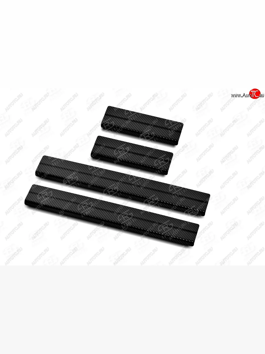 Накладки порожков салона Russtal Toyota RAV4 XA50 5 дв. дорестайлинг (2018-2025) (Нержавейка с покрытием карбон)  в Керчи Республика Крым
