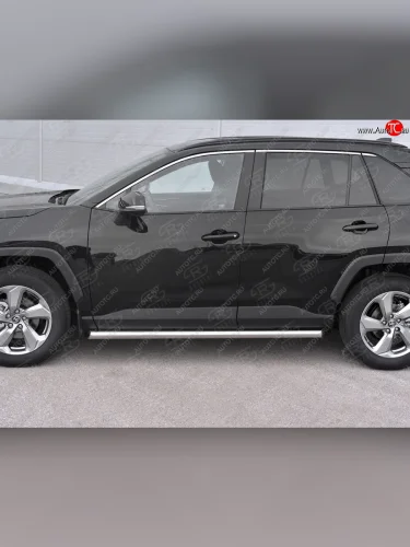 Защита порогов на SLITKOFF труба d63 (защита порогов со скосами на торцах) Toyota RAV4  XA50 (2018-2025) 5 дв. дорестайлинг