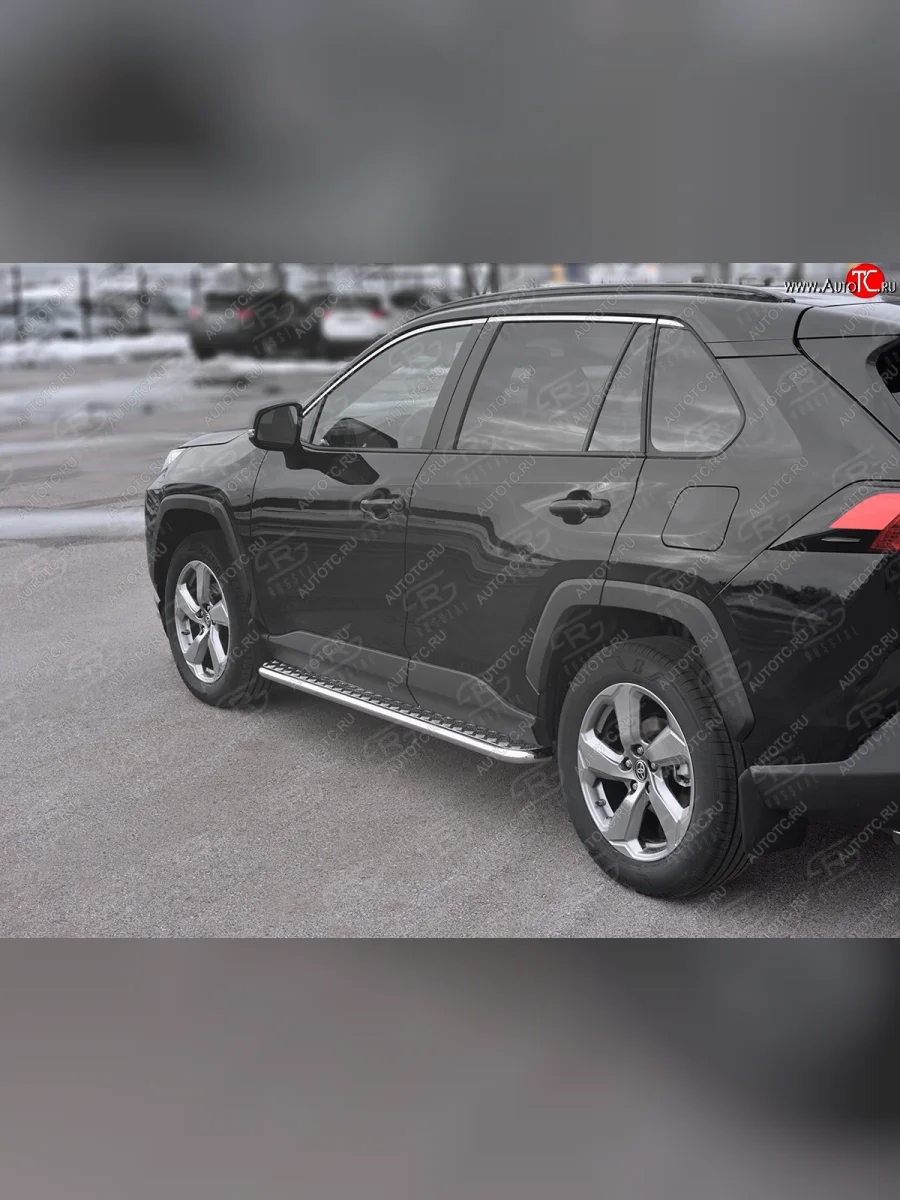 Пороги SLITKOFF d42 с листом  Toyota RAV4 (2018-2025) XA50 (лист алюминий, труба нержавейка)  в Самаре Самарской области