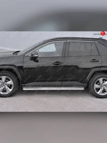Пороги SLITKOFF d42 с листом (лист алюминий, труба сталь) Toyota RAV4  XA50 (2018-2025) 5 дв. дорестайлинг