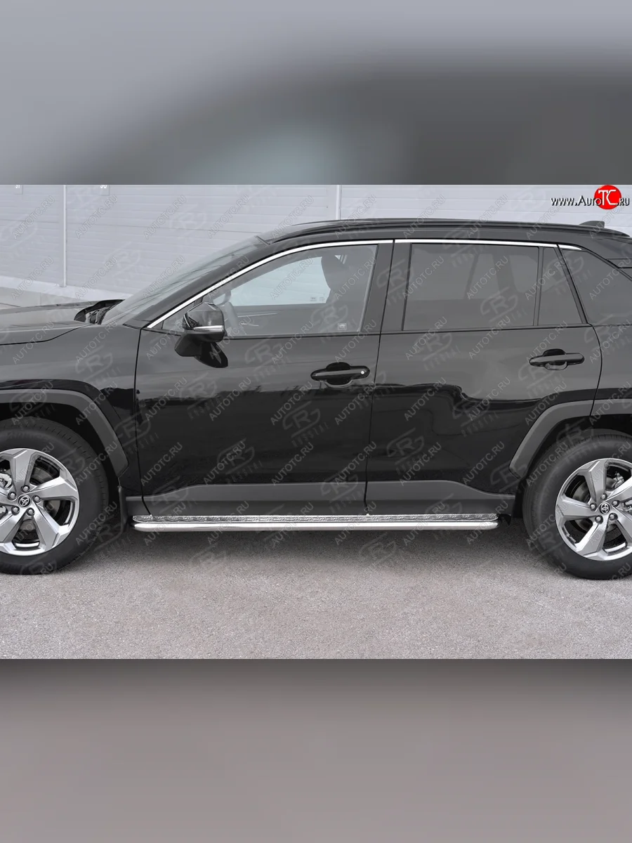 Пороги SLITKOFF d42 с листом  Toyota RAV4 (2018-2025) XA50 (лист алюминий, труба сталь)  в Самаре Самарской области