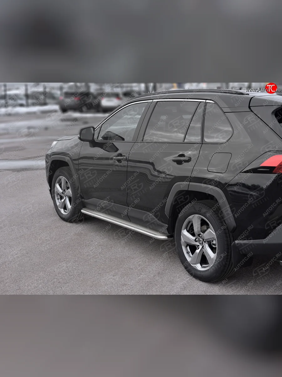 Пороги SLITKOFF d42 с листом  Toyota RAV4 (2018-2025) XA50 (лист нержавейка, труба нержавейка)  в Самаре Самарской области