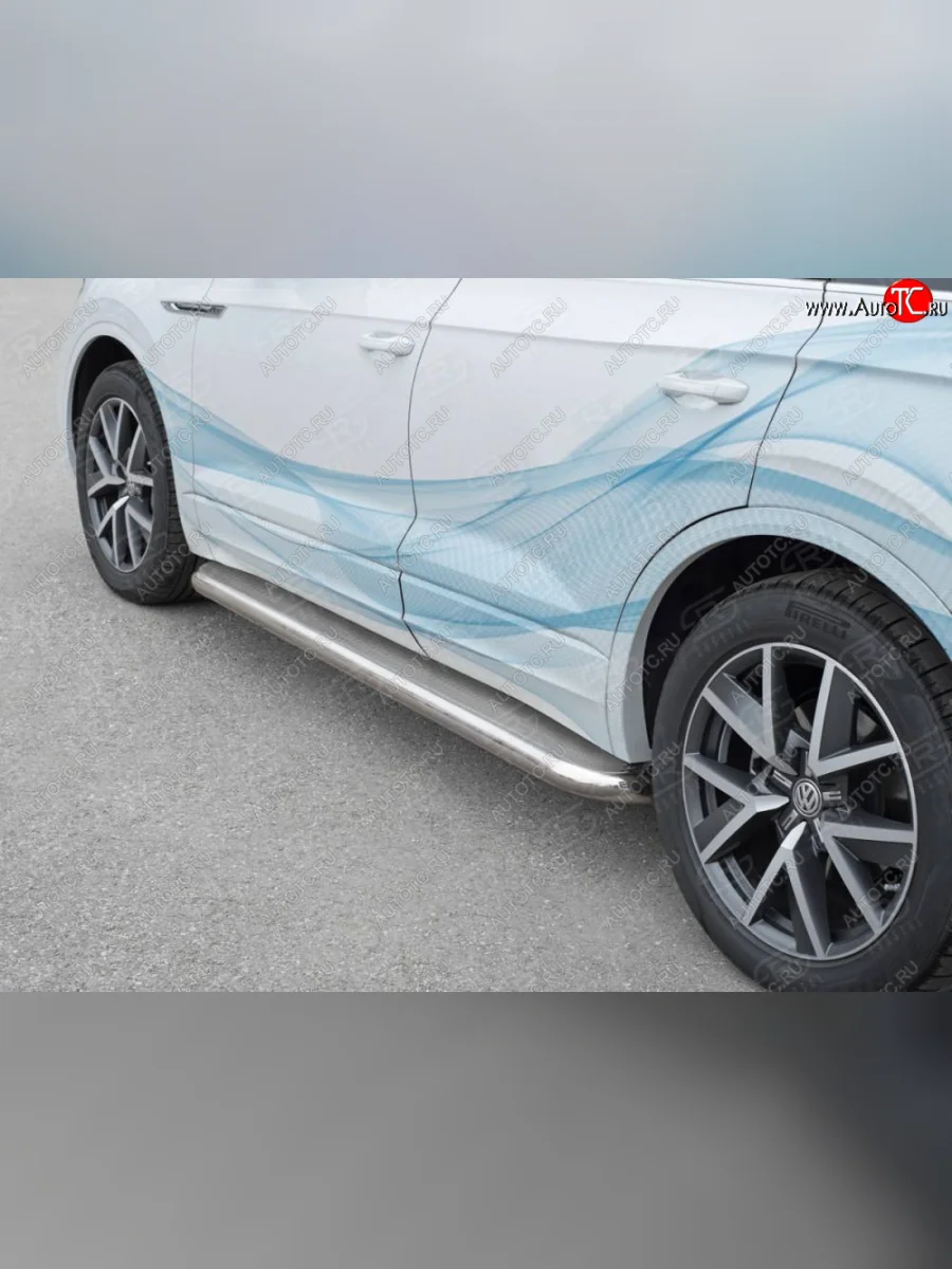 Пороги SLITKOFF d63 с листом  Volkswagen Touareg (2018-2022) 3 CR (лист нержавейка, проф. нержавейка)  в Самаре Самарской области
