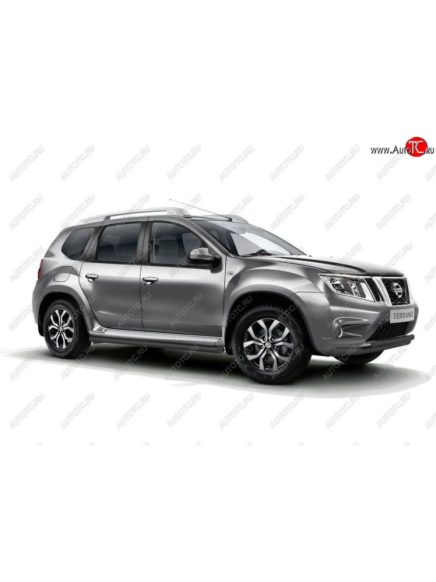 Защита порогов вогнутая из трубы Ø63 Petroil Tuning  Nissan Terrano (2013-2022), Renault Duster (2010-2021) (шагрень ППК)  с доставкой в г. Керчь