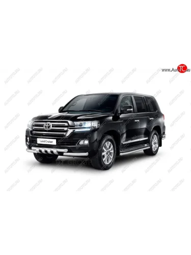 Защита порогов Petroil Tuning d63 (Нержавеющая полированная сталь) Toyota Land Cruiser  200 (2015-2021) 2-ой рестайлинг