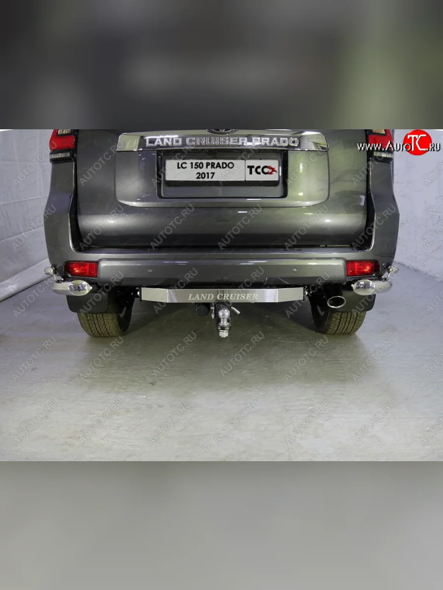 Фаркоп (тягово-сцепное устройство) TCC Toyota Land Cruiser Prado J150 1-ый рестайлинг (2013-2017) (оцинкованный, шар Е, надпись Land Cruiser)  в Перми Пермском крае