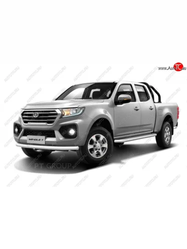 Защита порогов с алюм. площадкой Petroil Tuning d63 Great Wall Wingle 7 (2018-2023) пикап
