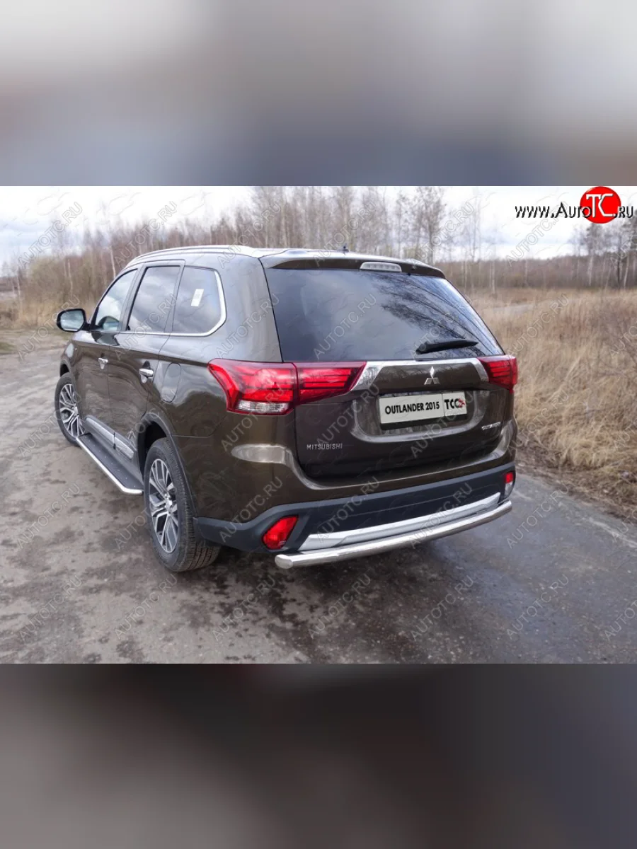 Защита заднего бампера ТСС (нержавейка d 60,3 мм) Mitsubishi Outlander GF 2-ой рестайлинг (2015-2018)  с доставкой в г. Керчь