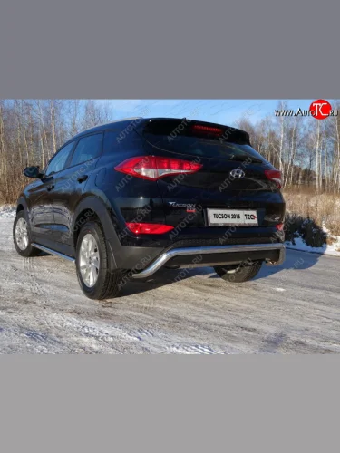 Защита заднего бампера ТСС (нержавейка d 60,3 мм) (кенгурин) Hyundai Tucson  TL (2015-2018) дорестайлинг