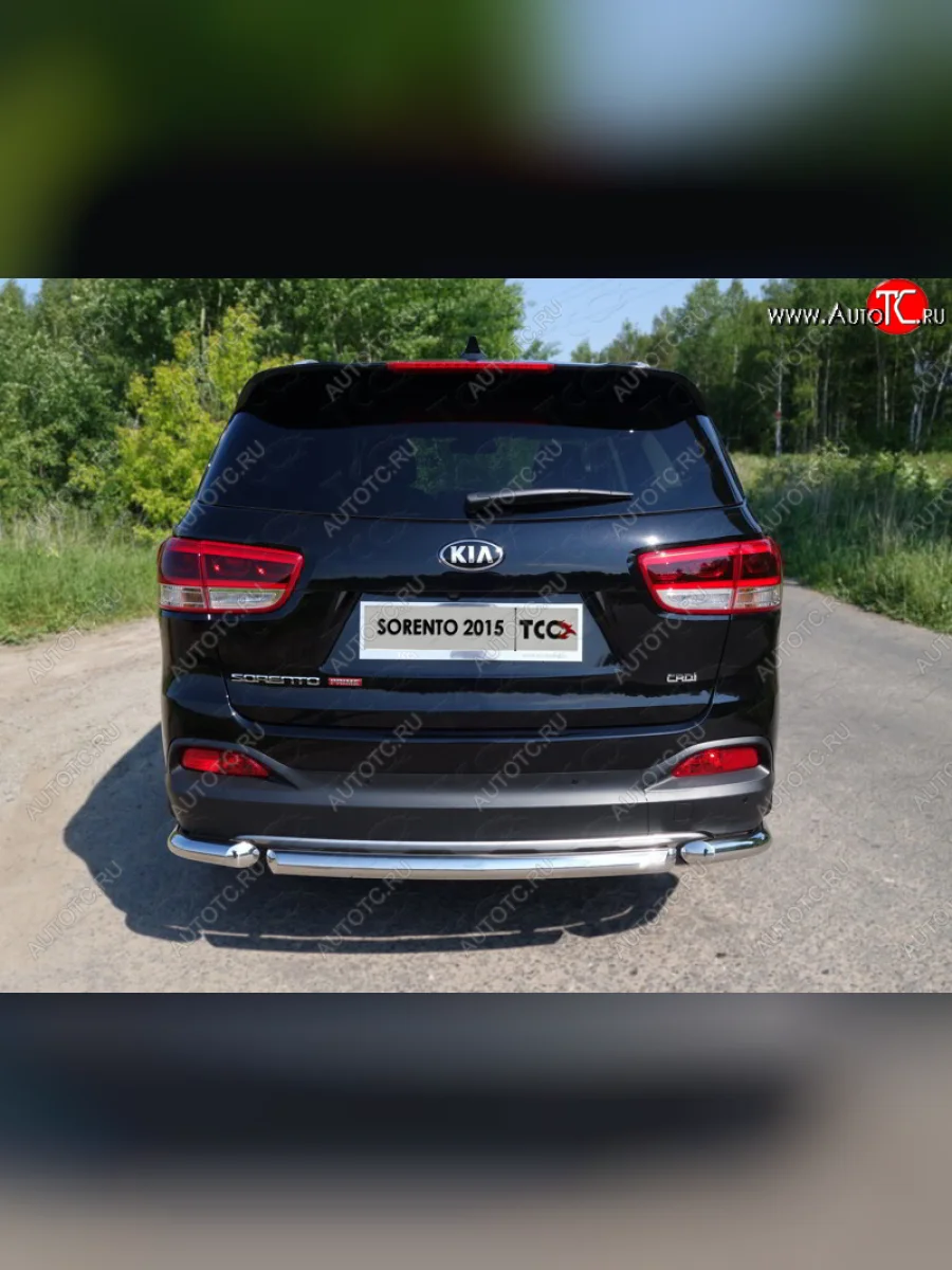 Защита заднего бампера (короткая) ТСС (нержавейка d 60,3 мм) KIA Sorento UM/Prime дорестайлинг (2014-2018)  в Перми Пермском крае