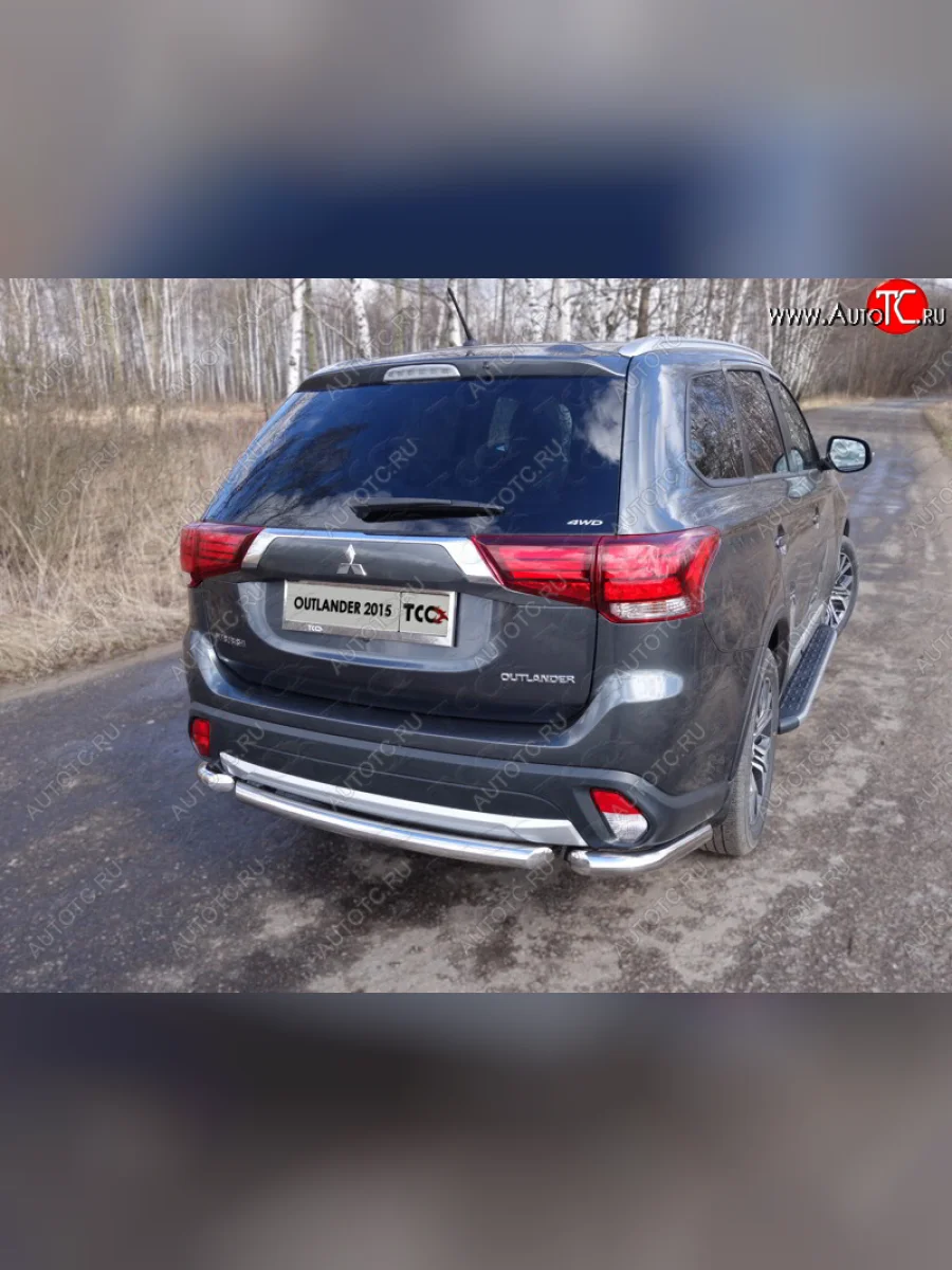 Защита заднего бампера (короткая) ТСС (нержавейка d 60,3 мм) Mitsubishi Outlander GF 2-ой рестайлинг (2015-2018)  с доставкой в г. Керчь