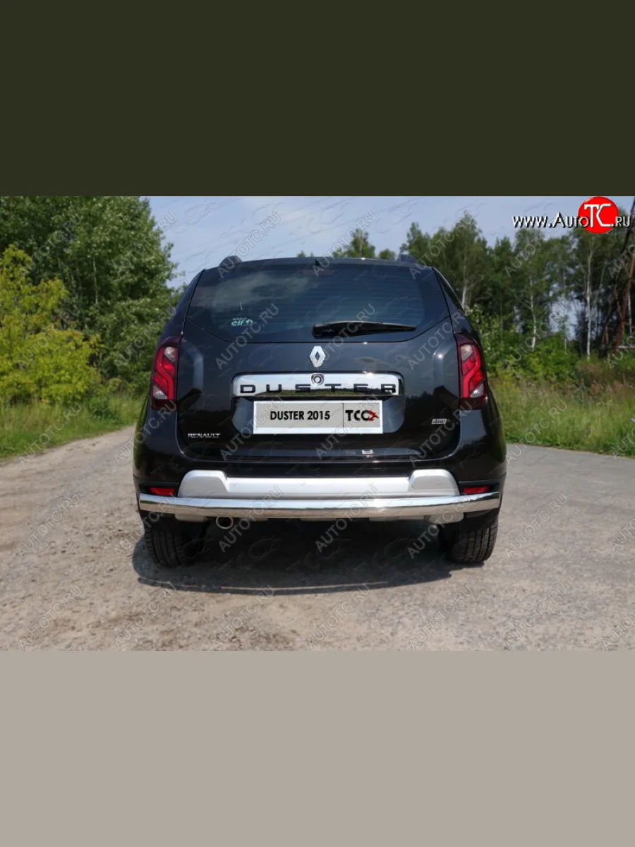Защита заднего бампера (овальная длинная) ТСС (нержавейка d 75х42 мм) Renault Duster HS рестайлинг (2015-2021)  в Керчи Республика Крым