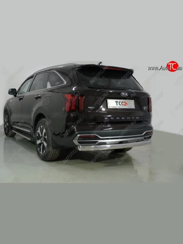 Защита заднего бампера (овальная длинная) ТСС (нержавейка d 75х42 мм) KIA Sorento  MQ4 (2020-2022)