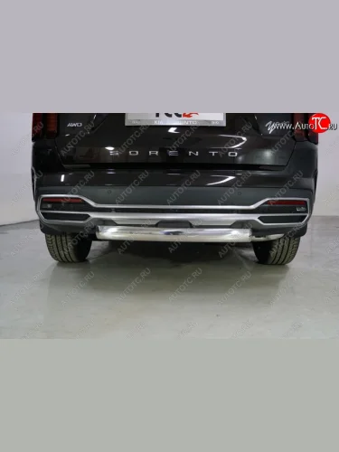 Защита заднего бампера (овальная короткая) ТСС (нержавейка d 75х42 мм) KIA Sorento  MQ4 (2020-2022)
