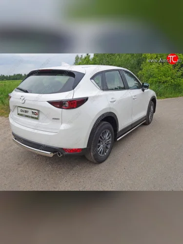 Защита заднего бампера (овальная короткая) ТСС (нержавейка d75х42 мм) Mazda CX-5  KF (2016-2025)