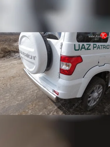 Защита заднего бампера (овальная) ТСС (нержавейка d 120х60 мм) Уаз Патриот ( 3163 5-дв.,  3163 5 дв.) (2014-2025) 1-ый рестайлинг, 2-ой рестайлинг