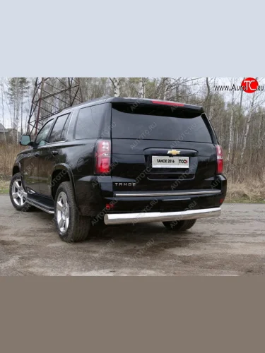 Защита заднего бампера (овальная) ТСС (нержавейка d 120х60 мм) Chevrolet Tahoe  K2UC (2014-2021)