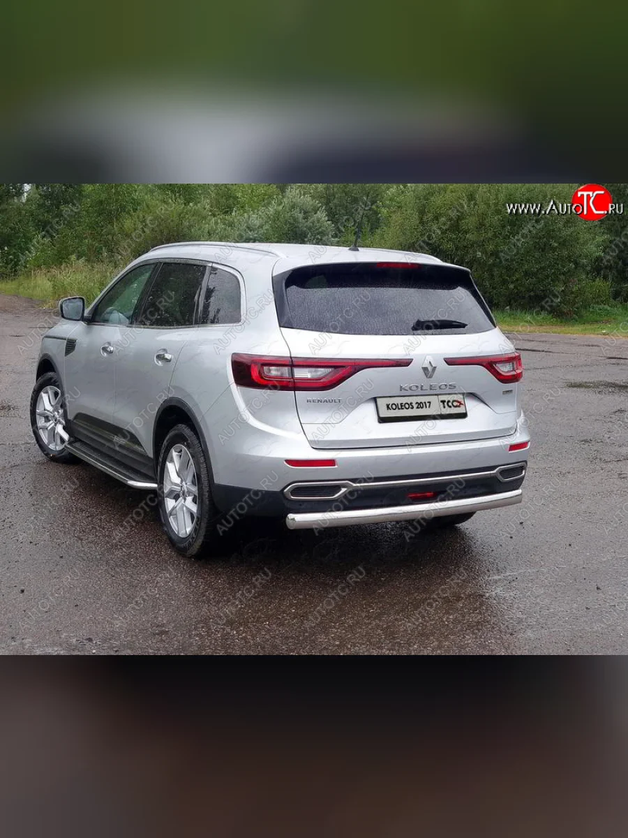 Защита заднего бампера (овальная) ТСС (нержавейка d 72х42 мм) Renault Koleos 2 (2016-2025)  в Самаре Самарской области