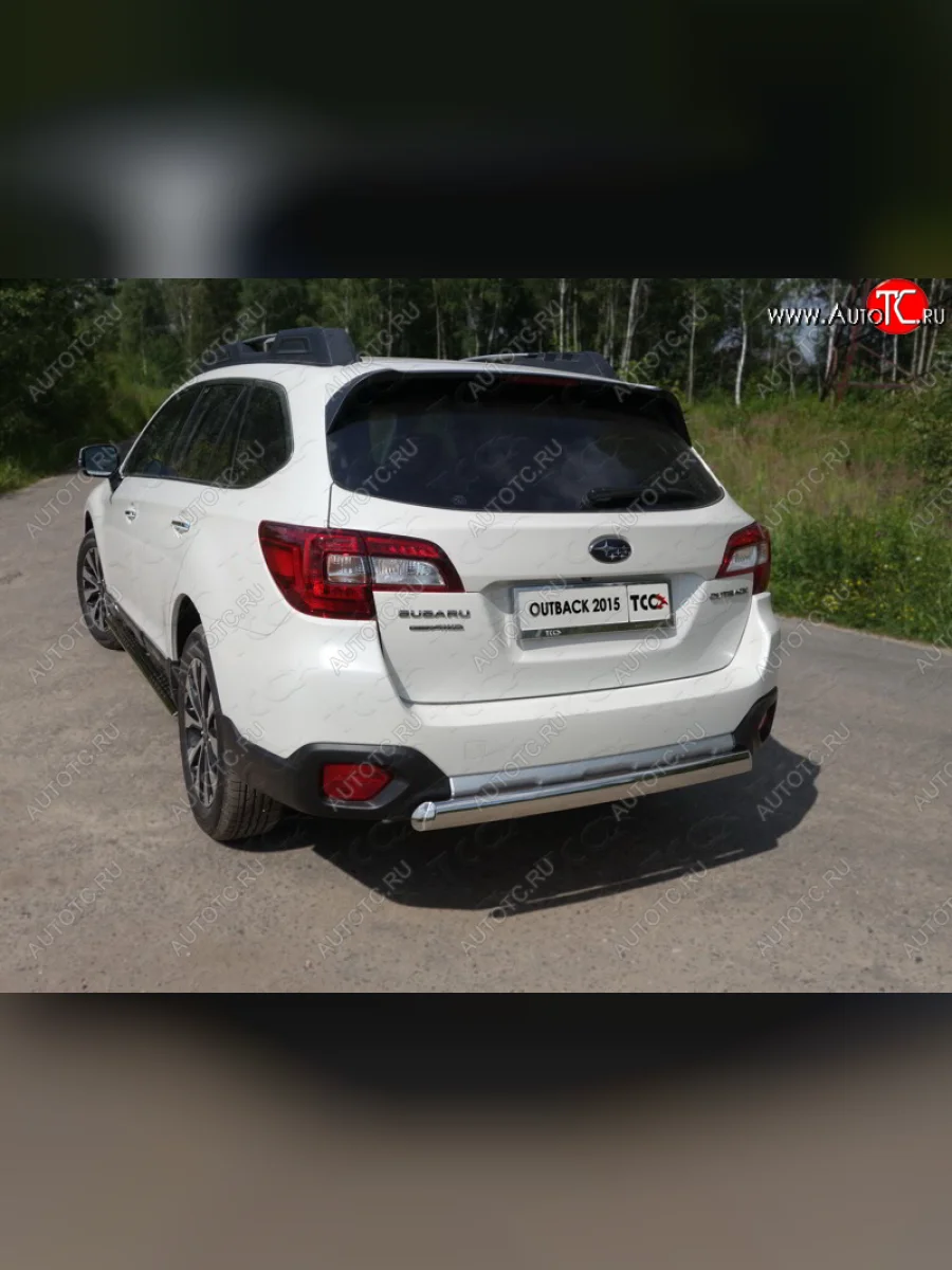 Защита заднего бампера (овальная) ТСС (нержавейка d 75х42 мм) Subaru Outback BS/B15 дорестайлинг универсал (2014-2018)  в Самаре Самарской области